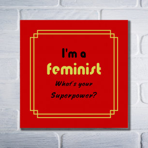 Poster slogan féministe de la superpuissance noir sur rou