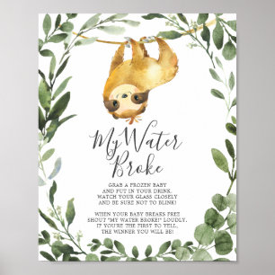 Poster Sloth Animaux Baby shower My Water Broke Signal