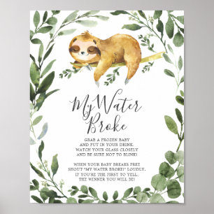 Poster Sloth Animaux Baby shower My Water Broke Signal