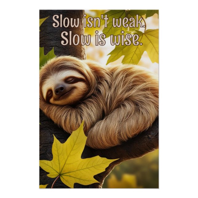 Poster Sloth Baby Dormir dans la citation de l'arbre (Devant)