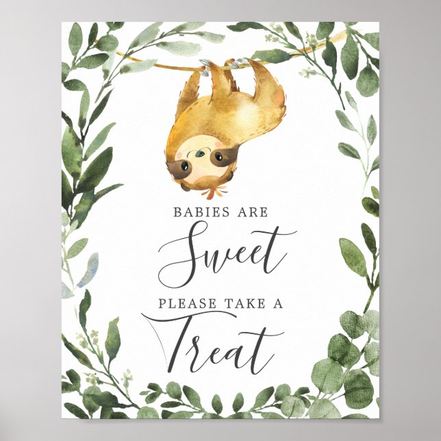 Poster Sloth Baby shower Baby sont Sweet Sign (Devant)