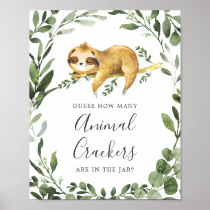 Poster Sloth Baby shower Devine Combien De Crackers Anima