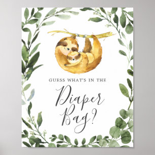 Poster Sloth Baby shower Devinez ce qu'il y a dans le sac