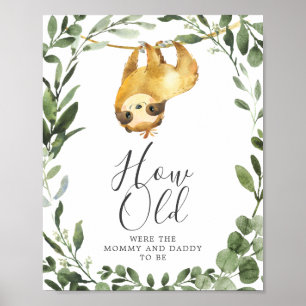 Poster Sloth Baby shower Quel Âge Ont-Ils Joué