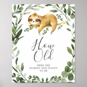 Poster Sloth Baby shower Quel Âge Ont-Ils Joué