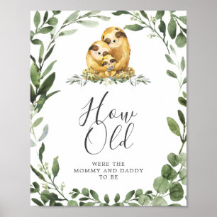 Poster Sloth Baby shower Quel Âge Ont-Ils Joué