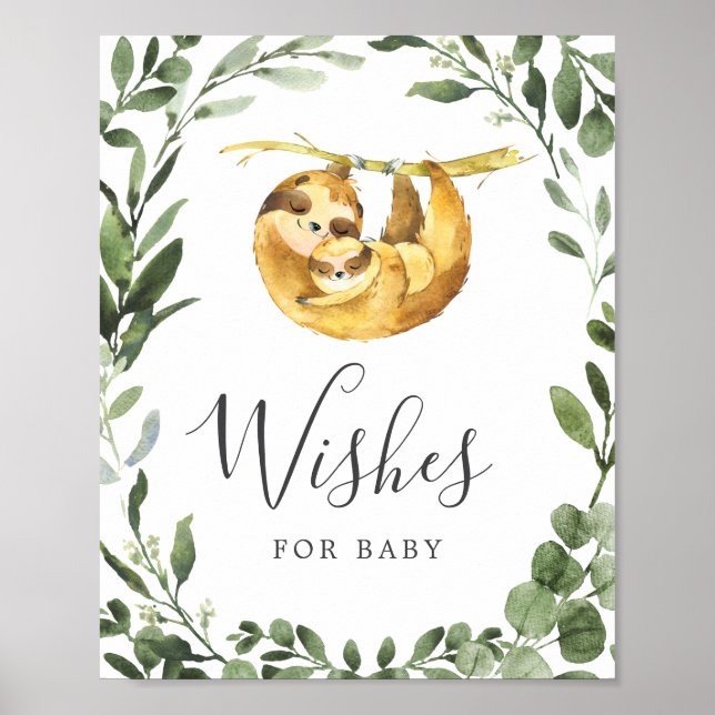 Poster Sloth Baby shower Wives For Baby Sign (Devant)