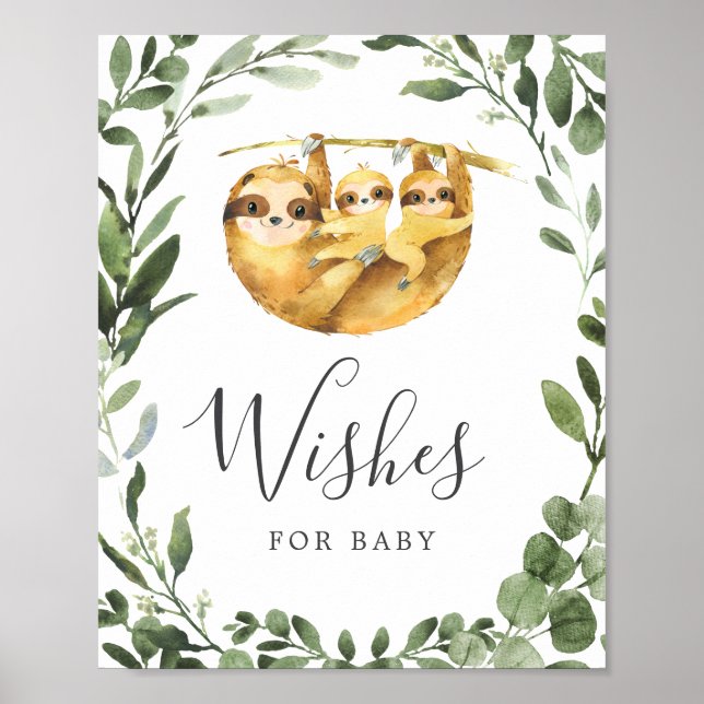 Poster Sloth Baby shower Wives For Baby Sign (Devant)