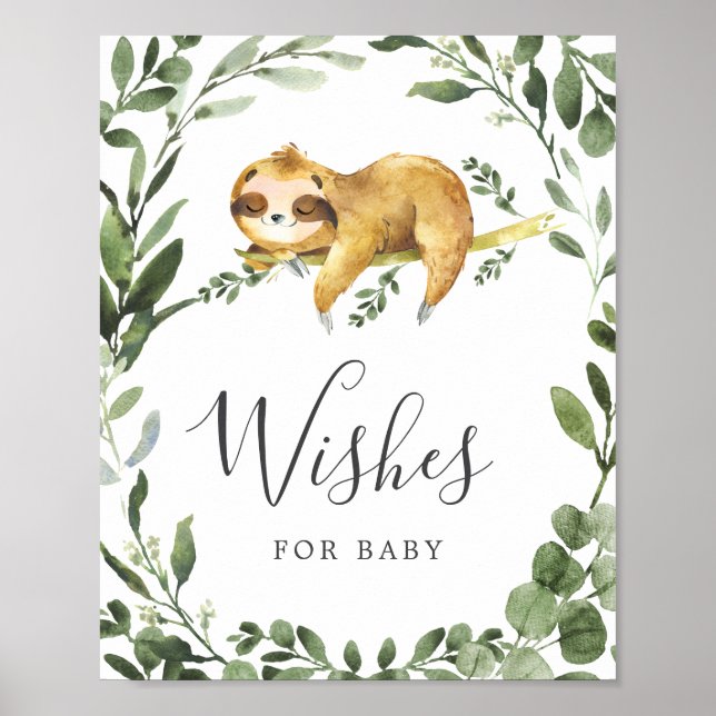 Poster Sloth Baby shower Wives For Baby Sign (Devant)