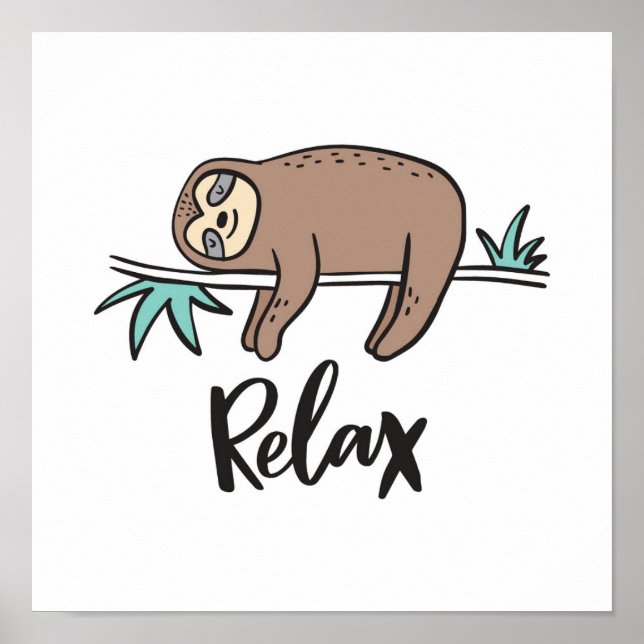 Poster Sloth Dit Relax (Devant)