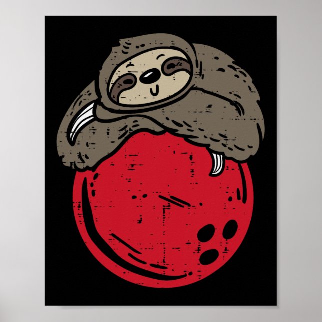 Poster Sloth Dormir Sur Bowling Ball Drôle Bowler Hommes  (Devant)