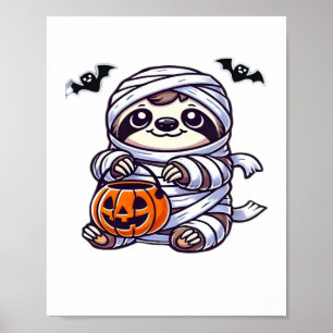 Poster Sloth Halloween Mummy Kids Femmes Hommes Sloth Cla