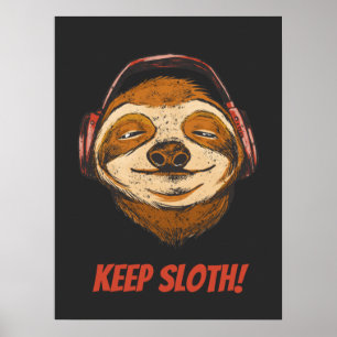Poster Sloth Keep Calm in chillin vintage