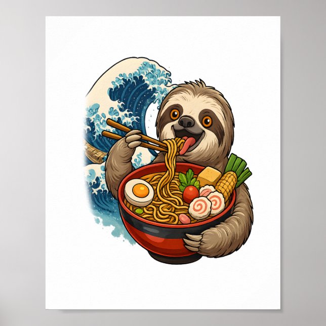 Poster Sloth Mange Japonais Ramen (Devant)