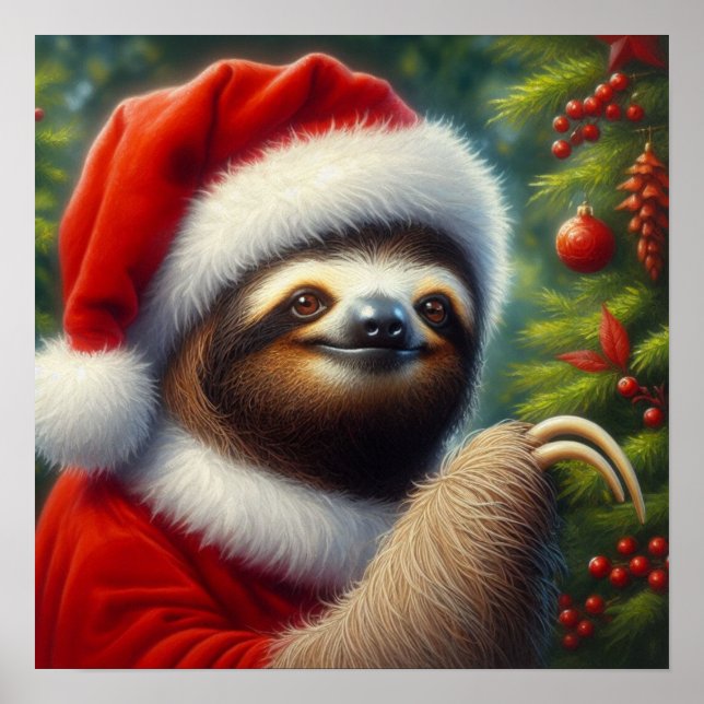 Poster Sloth Santa Claus (Devant)