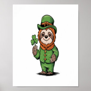 Poster Sloth St Patrick's Day Irish Lucky