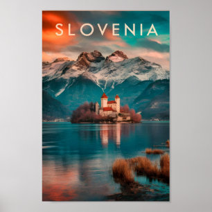 Poster Slovénie Lieu de voyage célèbre