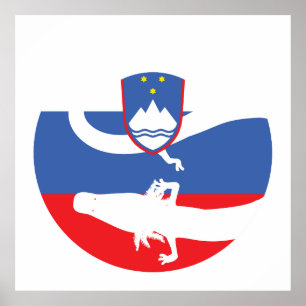 Poster Slovénie Olm Drapeau animal national slovène