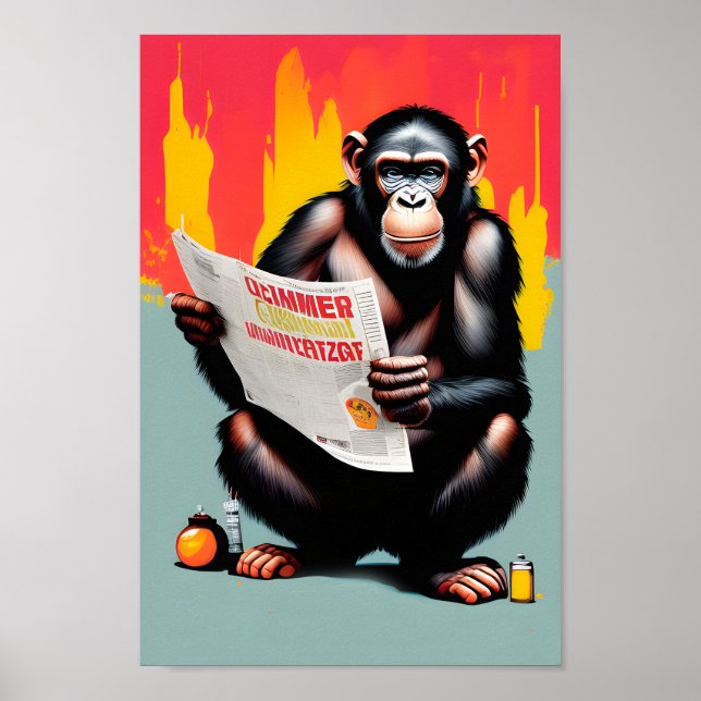 Poster Smart Ape - Personnalisable Chimp Wall Art (Devant)