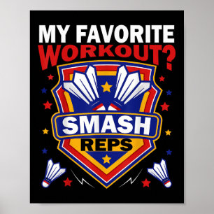 Poster Smash Reps Jeu de Badminton Raquettes de Jour Nave