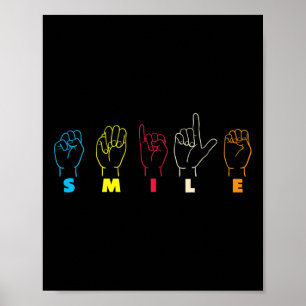 Poster Smile ASL Alphabet American Sing Language ASL Teac