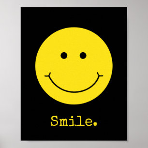Poster Smile Black Yellow Face Grin Typografy