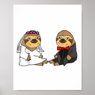 Poster Smiletodaytees Funny Sloth Mariée Et Mariage De Ch