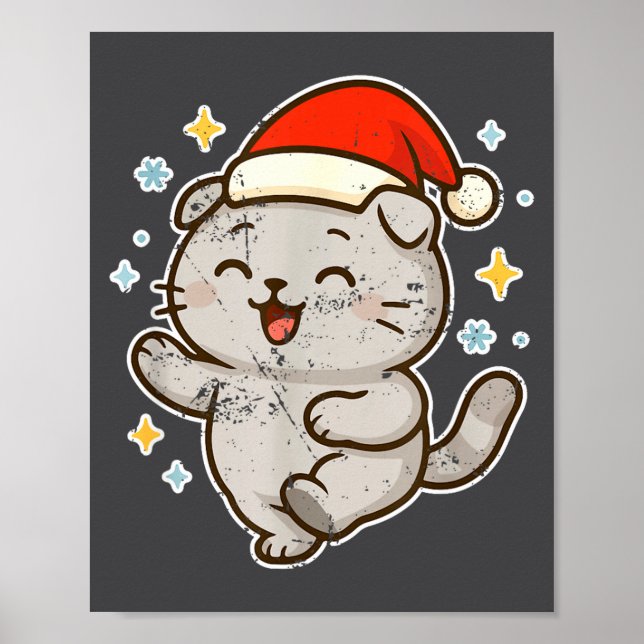 Poster Smiling Santa Cat Holiday Cheer  (Devant)