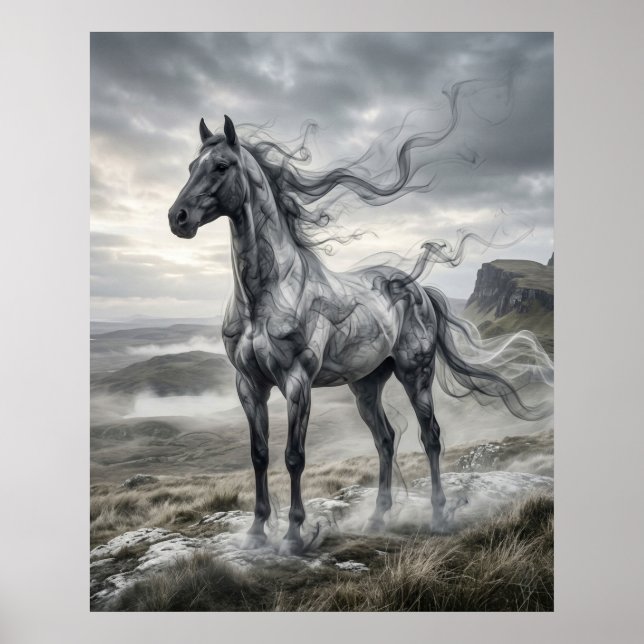 Poster Smoke Horse Windblown Plateau (Devant)