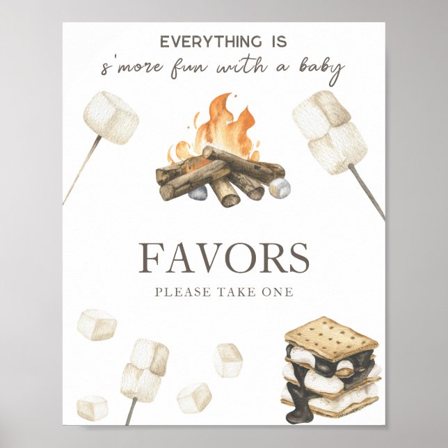 Poster S'more bonfire baby shower - Faveurs (Devant)