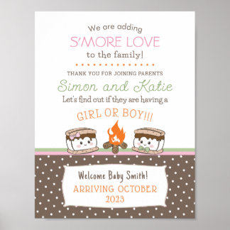 Poster S'more Love thème bébé genre révéler baby shower