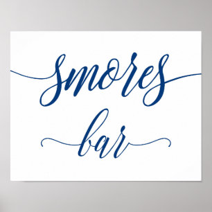 Poster Smores Bar Mariage Connexion Marine Blue Calligrap