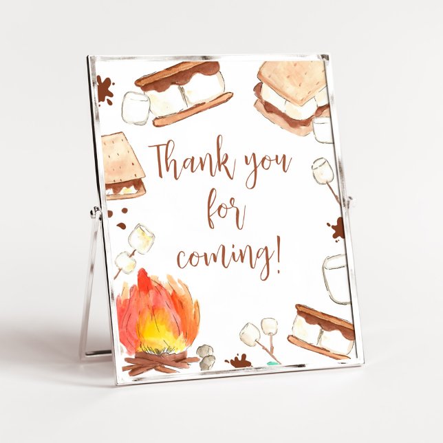 Poster S'mores Camping Baby shower Merci pour venir (Smore Fun Baby Shower Thank you for Coming Sign)
