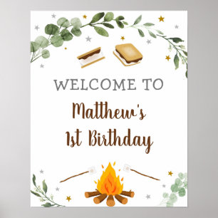 Poster S'mores Camping Campfire Verdure Anniversaire Bien