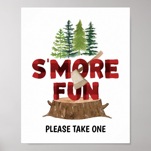 Poster Smores Lumberjack Symbole d'anniversaire (Devant)