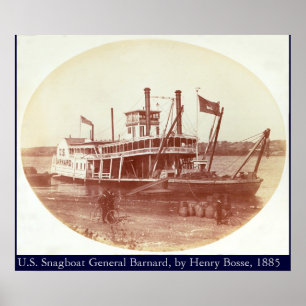 Poster Snagboat américain "General Barnard" 1885