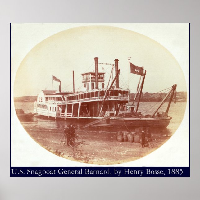 Poster Snagboat américain "General Barnard" 1885 (Devant)