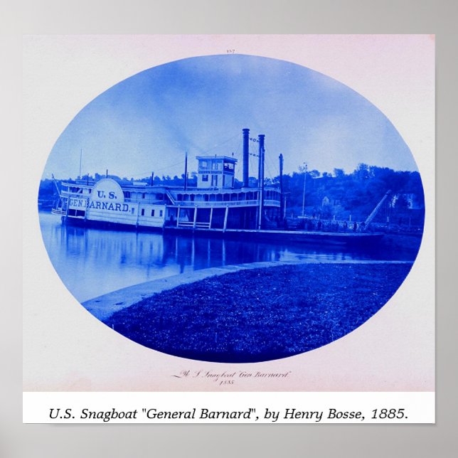 Poster Snagboat américain "General Barnard" 1885 (Devant)