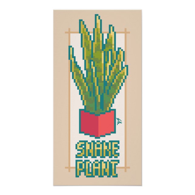 Poster Snake plant Pixel Art (Devant)