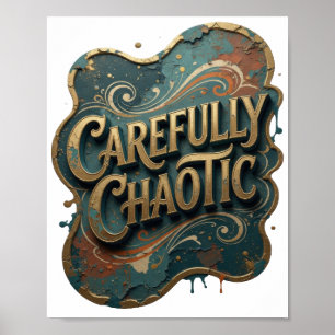 Poster Snappy Gold CAREFULLY CHAOTIC Texte Art 3D v2