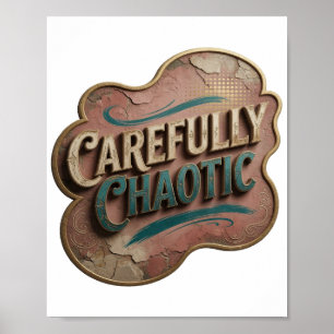 Poster Snappy Gold CAREFULLY CHAOTIC Texte d'art 3D