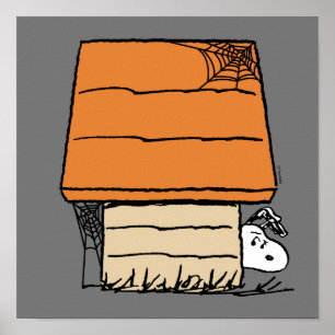 Poster Snoopy Halloween Spider Web Doghouse