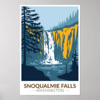 Snoqualmie Falls Washington Cascade Vintage