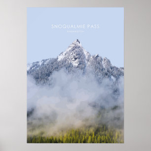 Poster Snoqualmie Pass, Washington Illustration de voyage