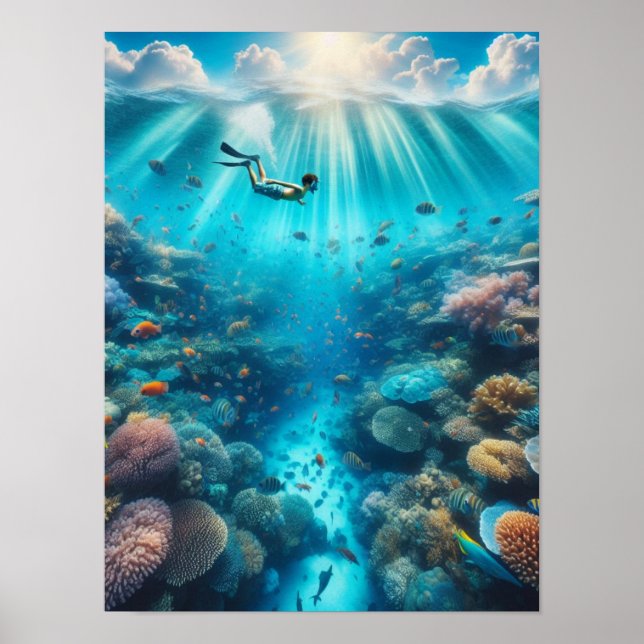 Poster Snorkeling dans un beau récif (Devant)