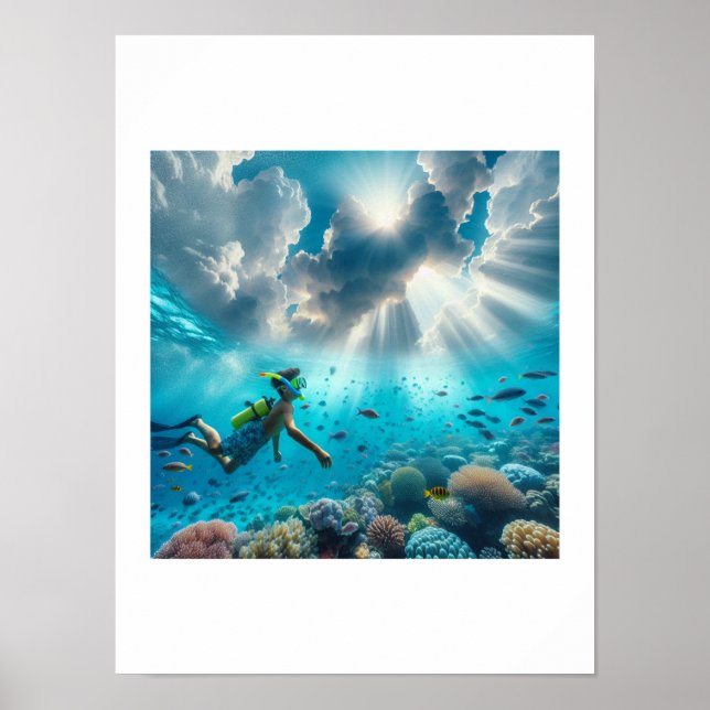 Poster Snorkeling dans un beau récif (Devant)
