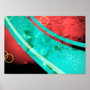 Poster snorkeling rouge rétro