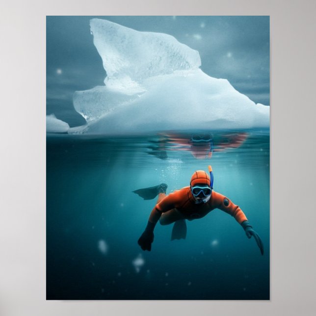 Poster Snorkeling sous la glace (Devant)