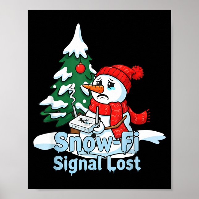 Poster Snow-fi Signal Lost Funny Snowman Christmas Art  (Devant)