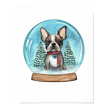 Snow Globe Boston Terrier Art